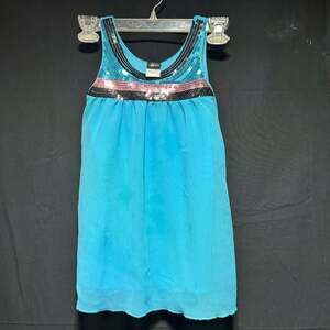 VTG Disney Hannah Montana Sequin Embellished Teal Blue Chiffon Top Girls S (7)
